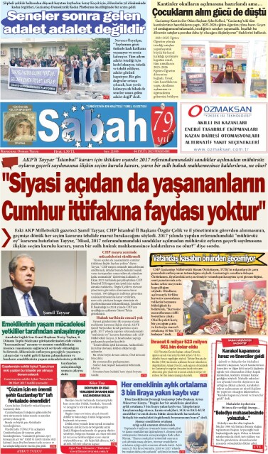 04 Eylül 2025 Gaziantep Sabah Gazetesi