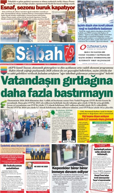 10 Eylül 2025 Gaziantep Sabah Gazetesi