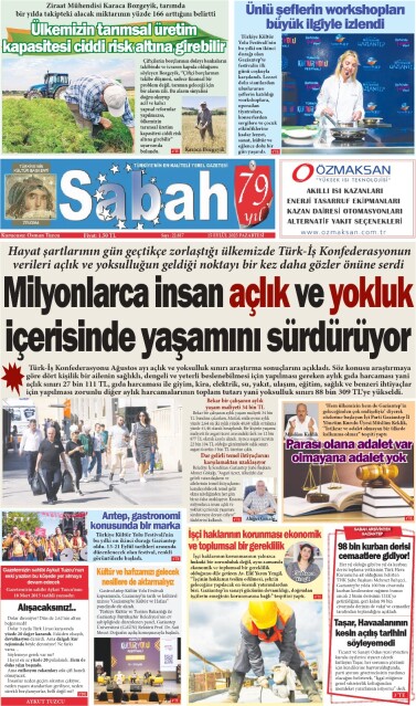 15 Eylül 2025 Gaziantep Sabah Gazetesi