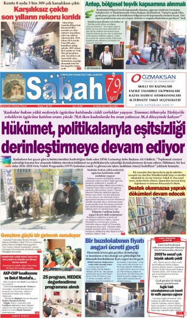01 Ekim 2025 Gaziantep Sabah Gazetesi