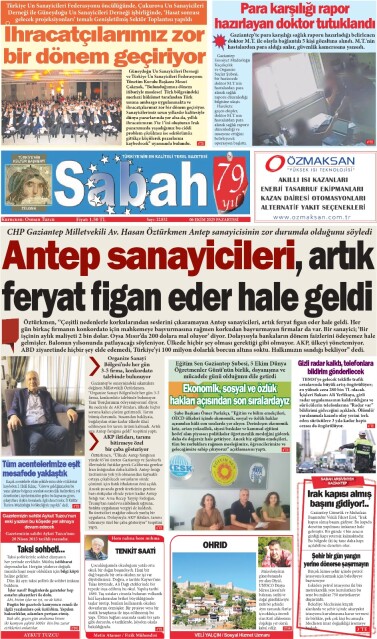 06 Ekim 2025 Gaziantep Sabah Gazetesi