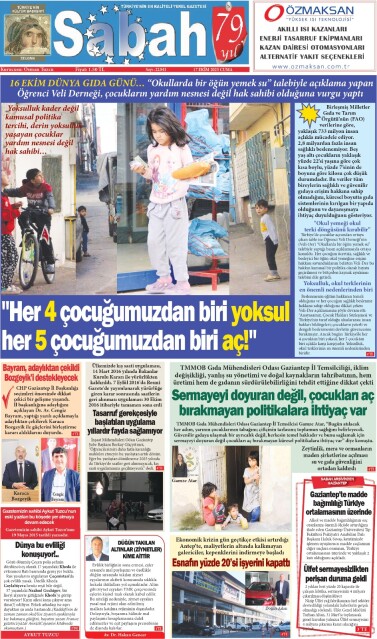 17 Ekim 2025 Gaziantep Sabah Gazetesi