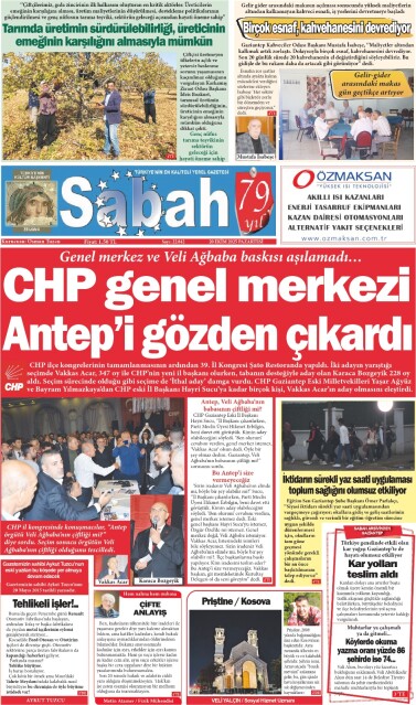 20 Ekim 2025 Gaziantep Sabah Gazetesi