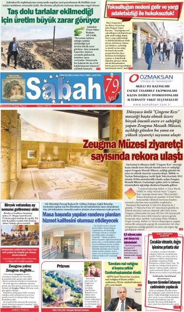 27 Ekim 2025 Gaziantep Sabah Gazetesi