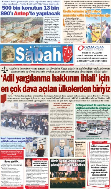 30 Ekim 2025 Gaziantep Sabah Gazetesi