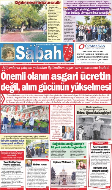 03 Kasım 2025 Gaziantep Sabah Gazetesi
