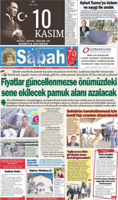 10 Kasım 2025 Gaziantep Sabah Gazetesi