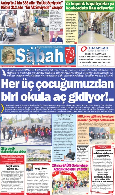 11 Kasım 2025 Gaziantep Sabah Gazetesi