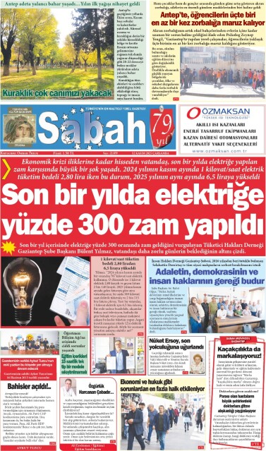 12 Kasım 2025 Gaziantep Sabah Gazetesi