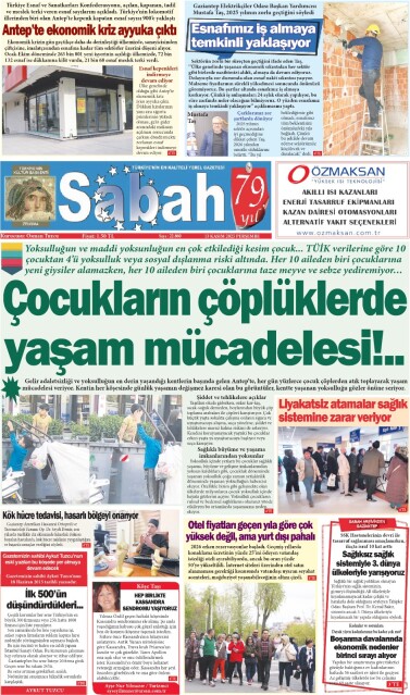 13 Kasım 2025 Gaziantep Sabah Gazetesi