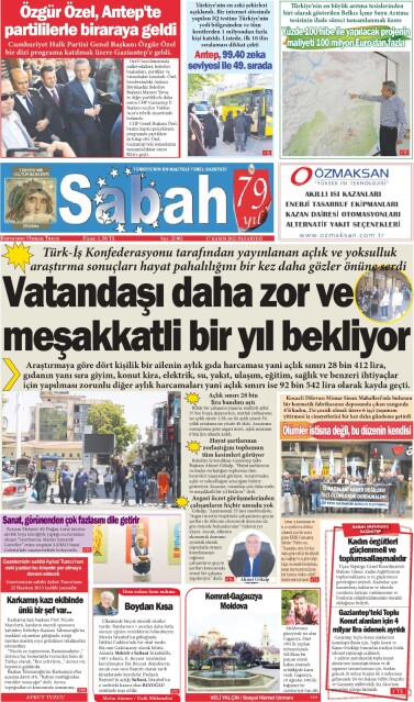 17 Kasım 2025 Gaziantep Sabah Gazetesi