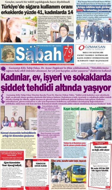 20 Kasım 2025 Gaziantep Sabah Gazetesi