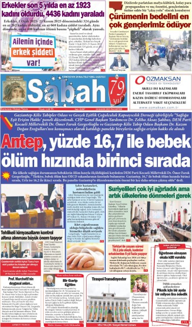 24 Kasım 2025 Gaziantep Sabah Gazetesi