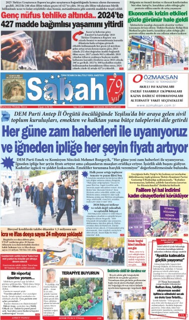 01 Aralık 2025 Gaziantep Sabah Gazetesi