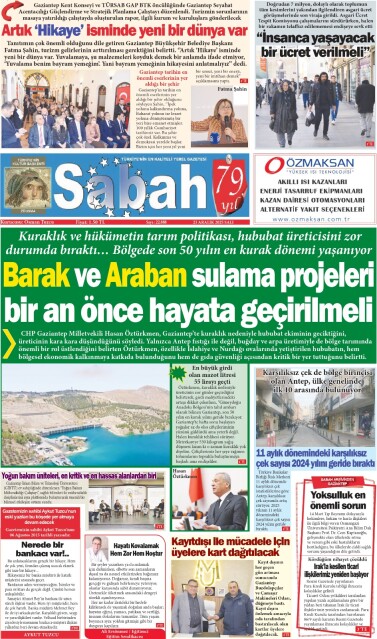 23 Aralık 2025 Gaziantep Sabah Gazetesi