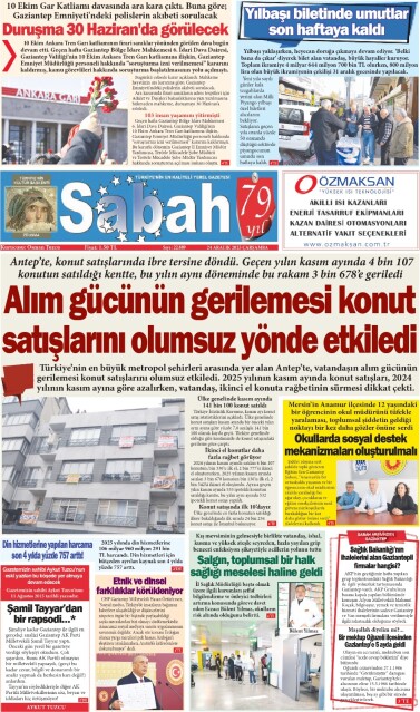 24 Aralık 2025 Gaziantep Sabah Gazetesi