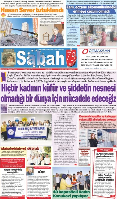 29 Aralık 2025 Gaziantep Sabah Gazetesi