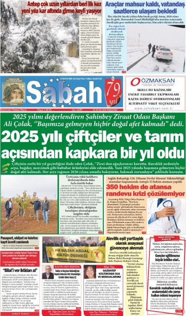 01 Ocak 2026 Gaziantep Sabah Gazetesi