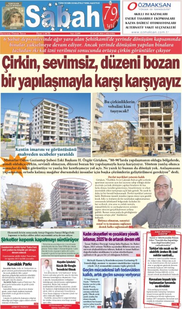 07 Ocak 2026 Gaziantep Sabah Gazetesi
