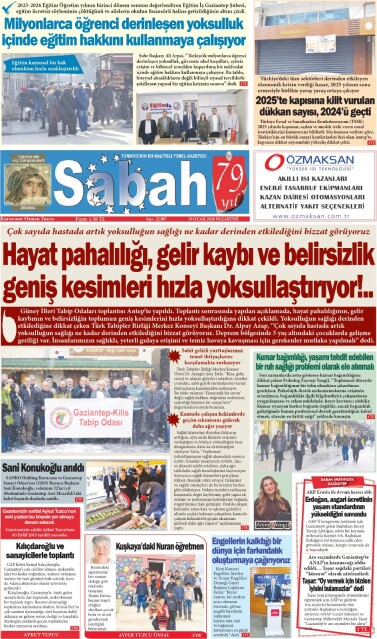 19 Ocak 2026 Gaziantep Sabah Gazetesi