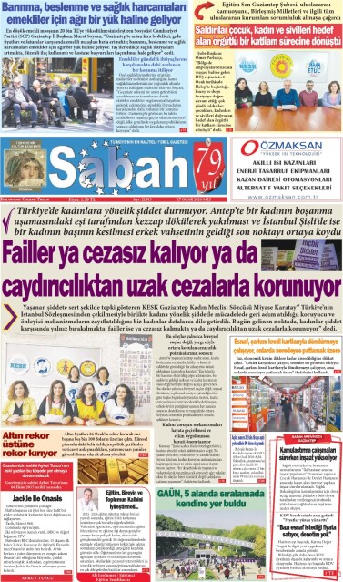 27 Ocak 2026 Gaziantep Sabah Gazetesi