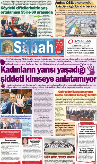 29 Ocak 2026 Gaziantep Sabah Gazetesi