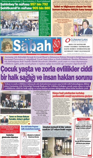 10 Şubat 2026 Gaziantep Sabah Gazetesi