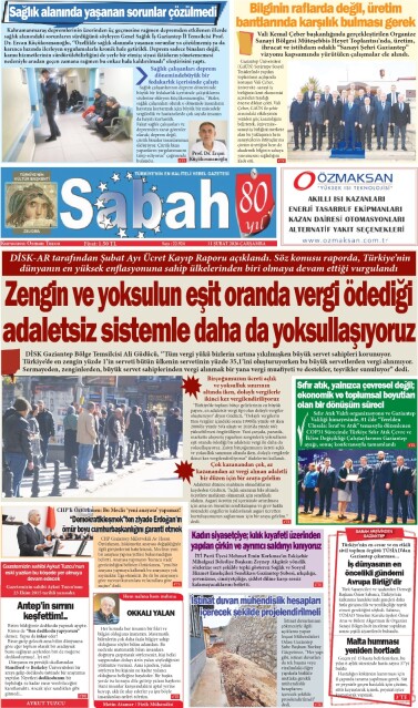 11 Şubat 2026 Gaziantep Sabah Gazetesi