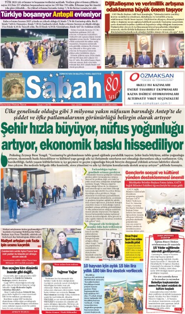 25 Şubat 2026 Gaziantep Sabah Gazetesi