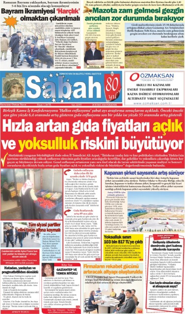 26 Şubat 2026 Gaziantep Sabah Gazetesi