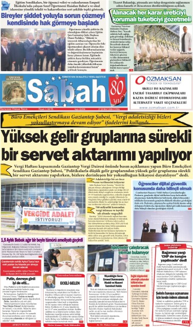27 Şubat 2026 Gaziantep Sabah Gazetesi