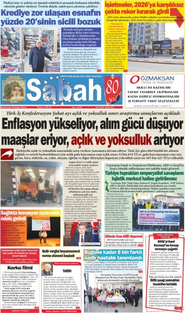 03 Mart 2026 Gaziantep Sabah Gazetesi