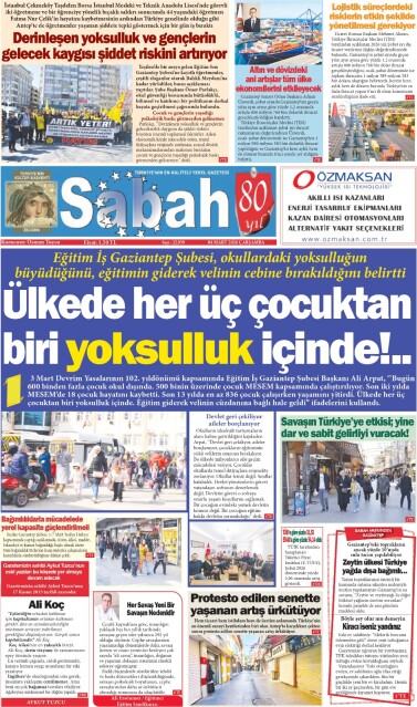 04 Mart 2026 Gaziantep Sabah Gazetesi