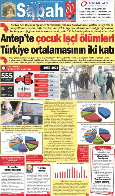 24 Mart 2026 Gaziantep Sabah Gazetesi