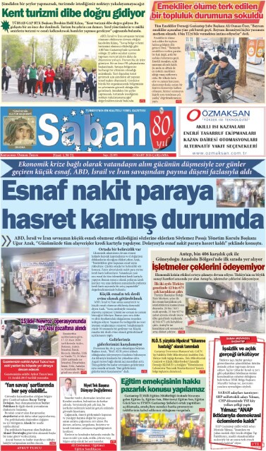 25 Mart 2026 Gaziantep Sabah Gazetesi