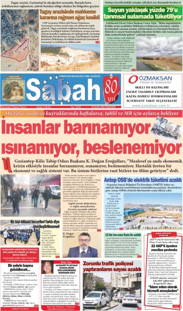 26 Mart 2026 Gaziantep Sabah Gazetesi