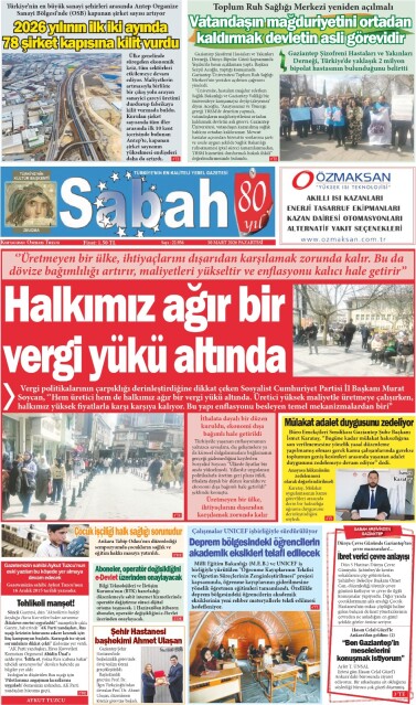 30 Mart 2026 Gaziantep Sabah Gazetesi