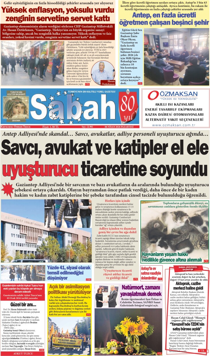 06 Nisan 2026 Gaziantep Sabah Gazetesi