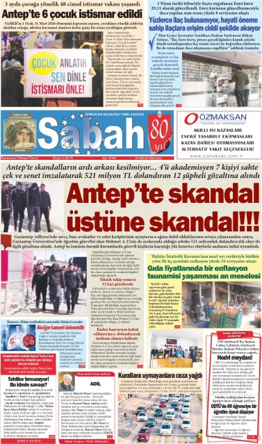 07 Nisan 2026 Gaziantep Sabah Gazetsi