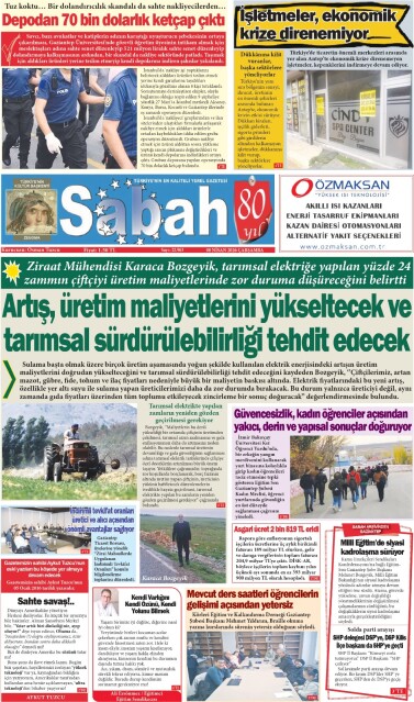 08 Nisan 2026 Gaziantep Sabah Gazetesi