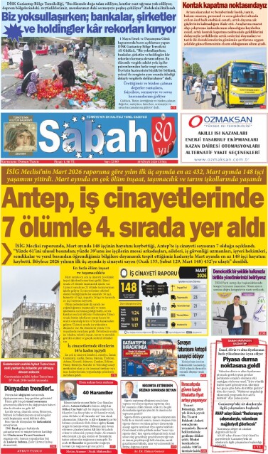 10 Nisan 2026 Gaziantep Sabah Gazetesi