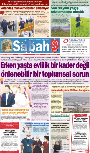13 Nisan 2026 Gaziantep Sabah Gazetesi