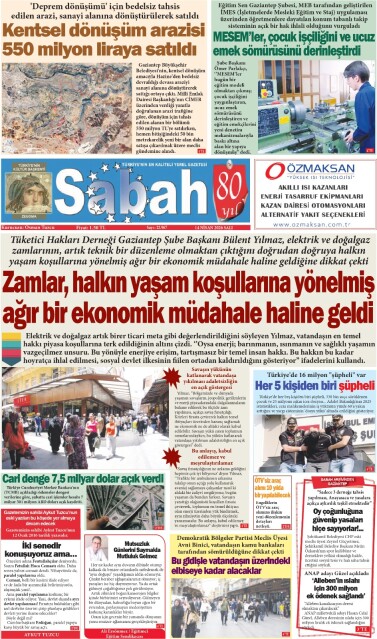 14 Nisan 2026 Gaziantep Sabah Gazetesi