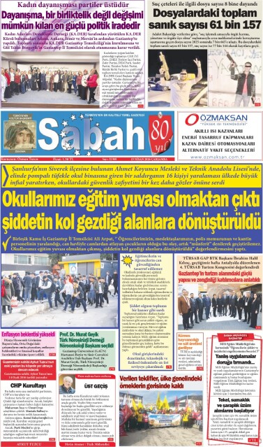 15 Nisan 2026 Gaziantep Sabah Gazetesi