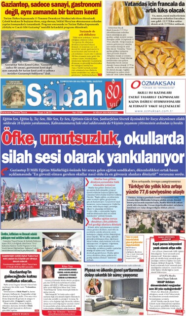 16 Nisan 2026 Gaziantep Sabah Gazetesi