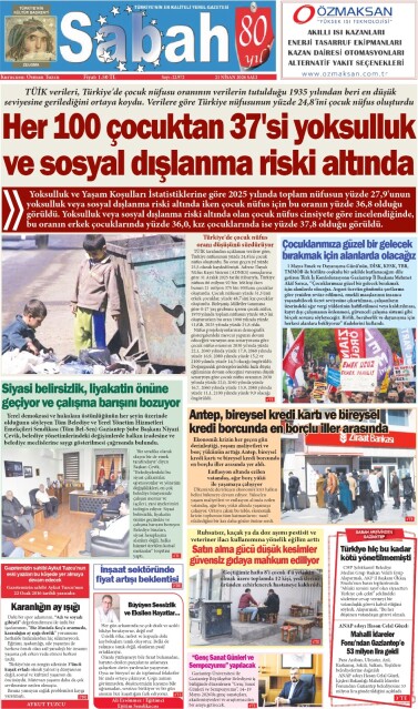 21 Nisan 2026 Gaziantep Sabah Gazetesi