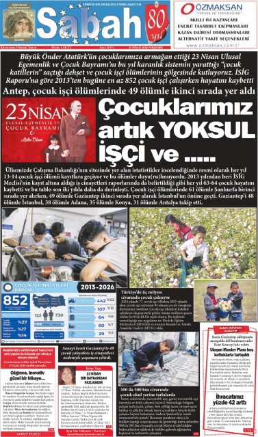 23 Nisan 2026 Gaziantep Sabah Gazetesi