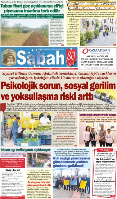 04 Mayıs 2026 Gaziantep Sabah Gazetesi