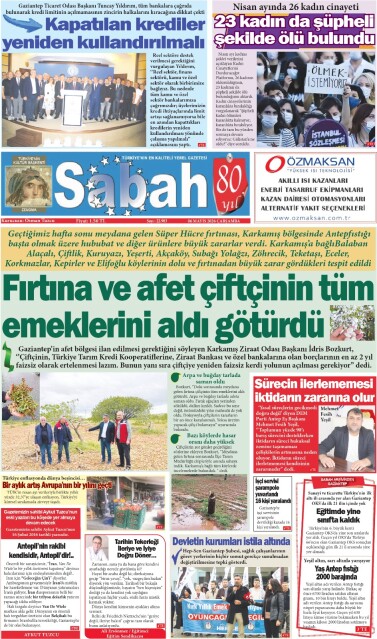 06 Mayıs 2026 Gaziantep Sabah Gazetesi