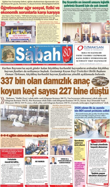 08 Mayıs 2026 Gaziantep Sabah Gazetesi